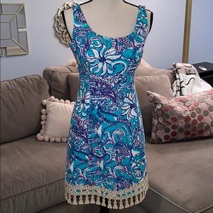 Lilly Pulitzer dress w/ gold trim w/ tassel detail